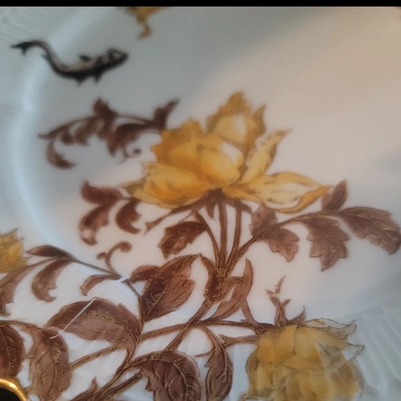 CFH GDM CH Field Haviland Limoges France Multi- Flowers Scalloped Gold Trim 4 pc - Picture 6 of 6